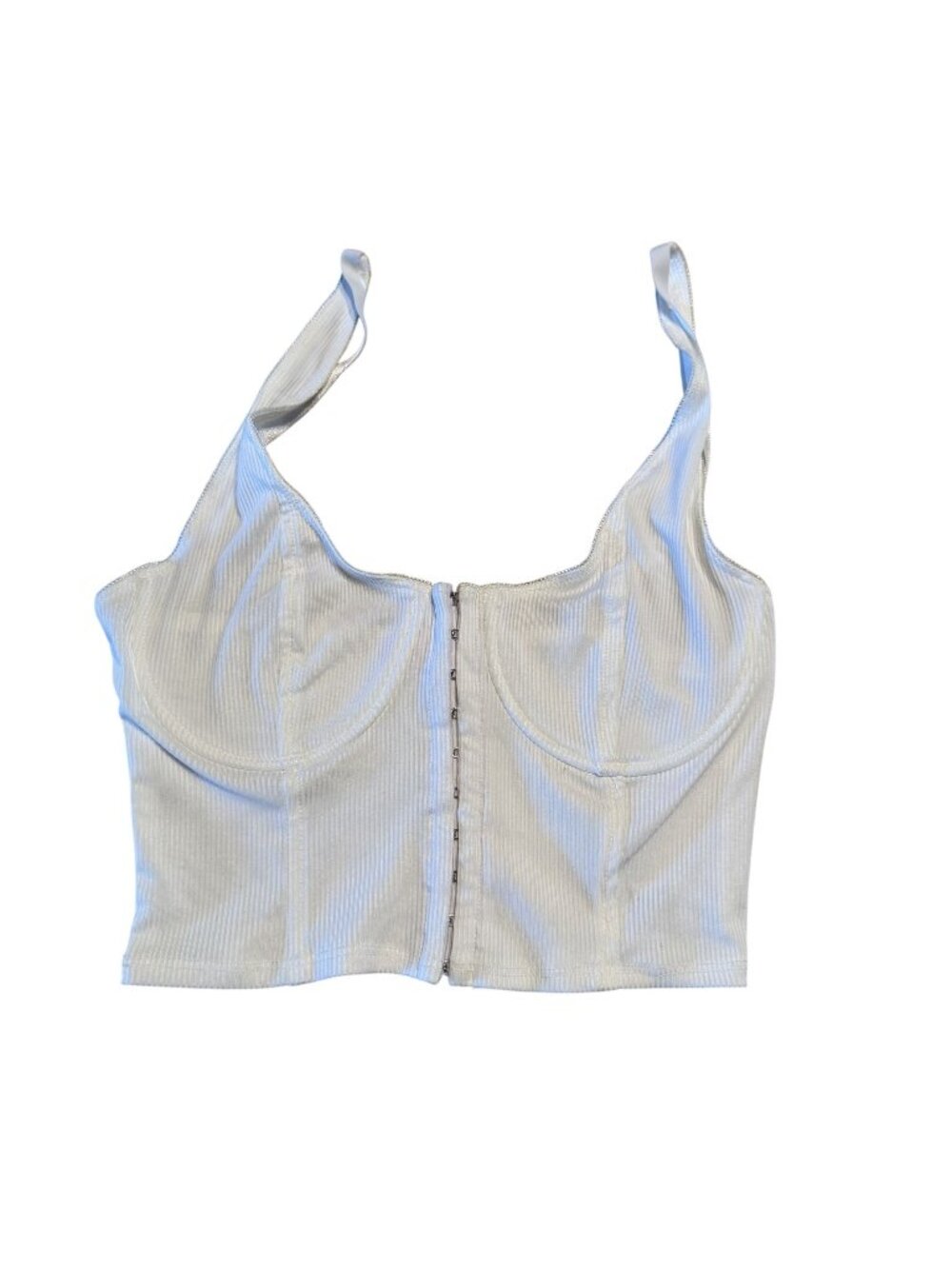 Peach Puff White Hook & Eye Sleeveless Bustier Tank Top Women's Size Small S